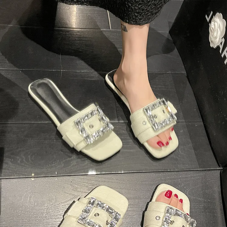 高跟平底凉拖外穿休闲子年秋夏季新款法式仙女风水钻