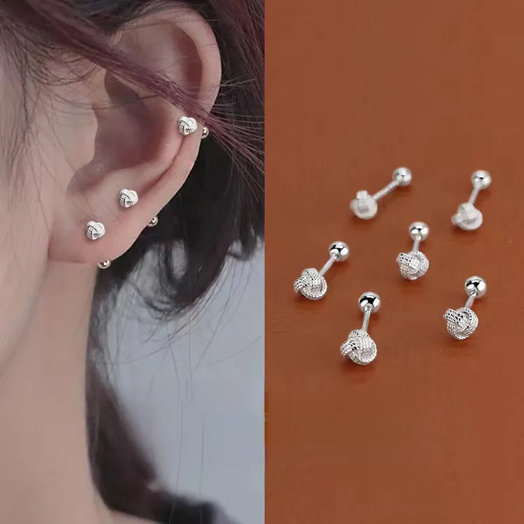 铜合金耳饰 如意耳钉螺纹2026新款简约气质精致设计女耳骨钉耳饰