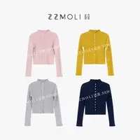 ZZMOLI绵羊毛立领短款针织开衫少女风修身设计感长袖毛衣ZBY90200