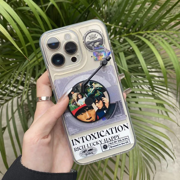 NFC唱片手机壳薛之谦适用于苹果15可旋转iPhone14创意13pro防摔