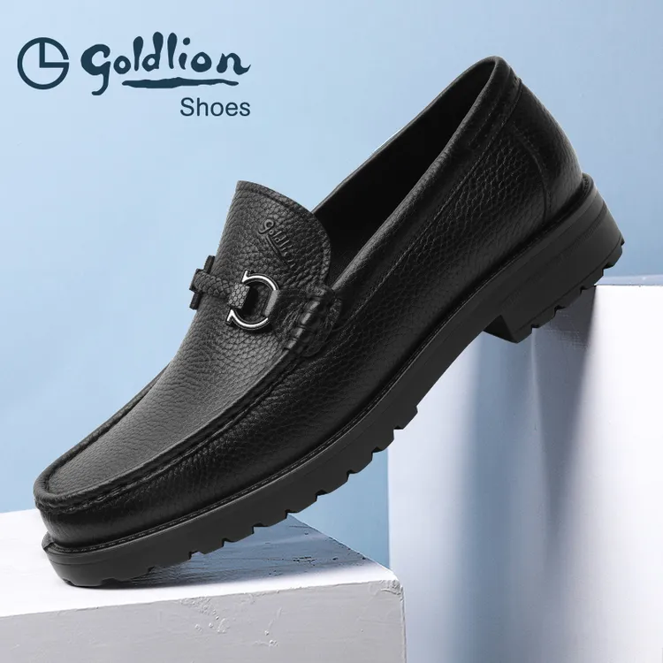 金利来男鞋秋冬新款商务休闲鞋正装牛皮鞋简约舒适一脚蹬乐福鞋