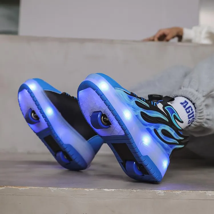 暴走鞋男童2024新款夏季儿童滑轮运动鞋轮滑鞋双轮透气爆走鞋男孩