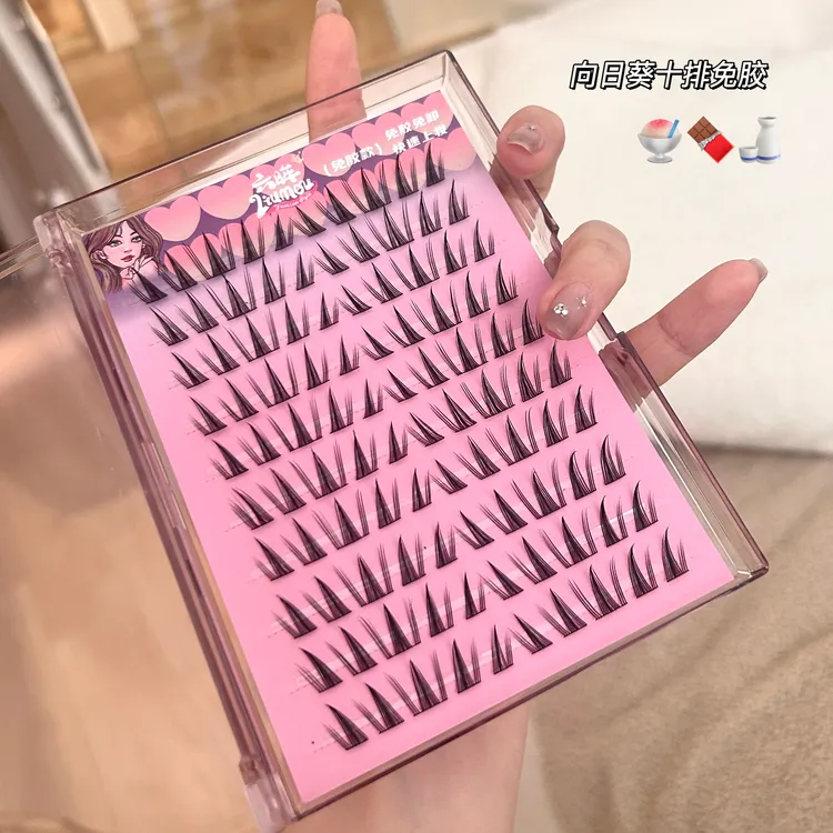 六眸蝴蝶少女假睫毛!免胶免卸亚裔辣妹漫画款睫毛仿真分段式新手