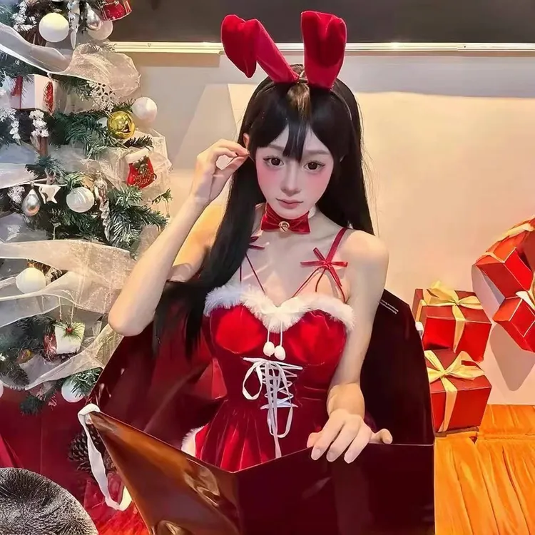 跨年圣诞节服装氛围感纯欲风连衣裙万圣节cosplay兔女郎制服套装