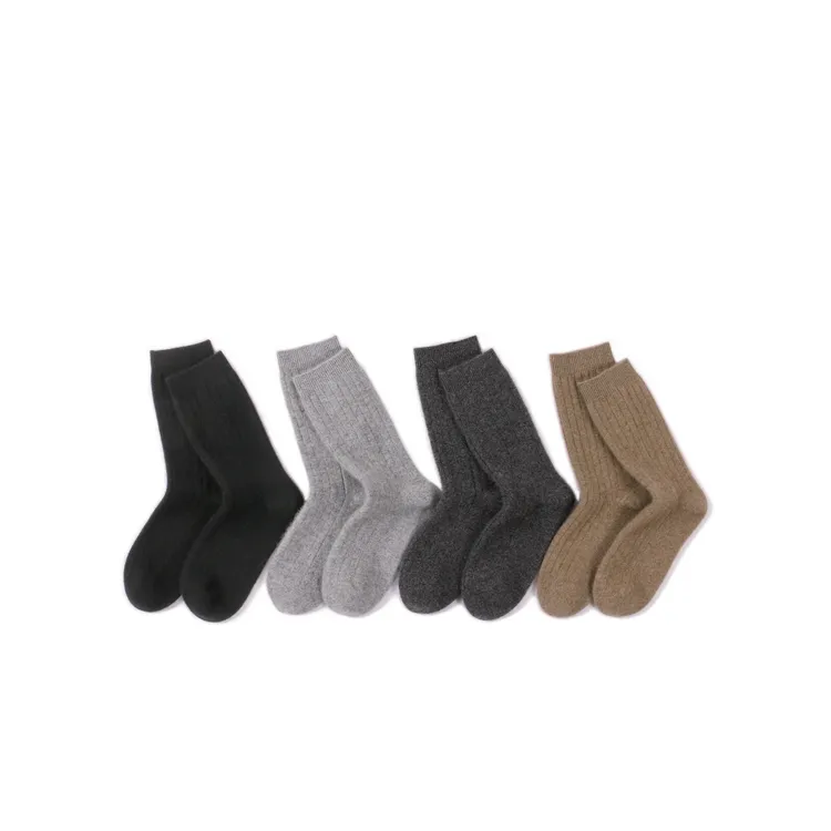 GB内蒙古100%纯羊绒袜男女士加厚保暖长筒袜秋冬季纯色中高筒