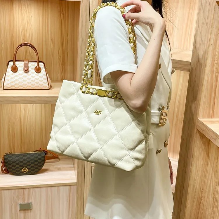 香港撤柜MAGIC KING MK真皮托特包女小众轻奢百搭菱格包单肩女包