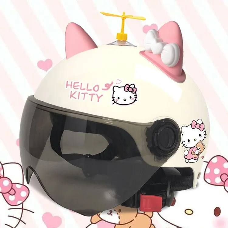 3C国标电瓶电动车头盔男女士轻便四季通用半盔夏季防晒KT猫安全盔