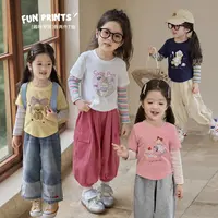 【萌宝穿搭】儿童春秋季新款可爱假两件T恤女童经典时尚打底衫98