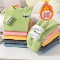 2596【加绒加厚】儿童保暖内衣套装男女童秋冬季两件套宝宝休闲睡衣