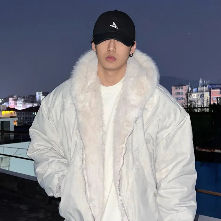 HIP潮牌美式加厚短款cleanfit外套座山雕连帽棉服冬季夹克外套