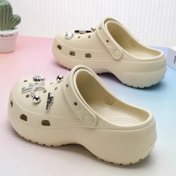 云朵洞洞鞋女夏季厚底防滑时尚百搭包头半拖鞋女士软底网红洞洞鞋