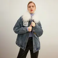 【小北专属】毛领牛仔羽绒服冬复古时髦保暖白鸭绒夹克外套
