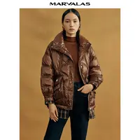 【丽公主】轻薄羽绒服女冬季拼接撞色设计感翻领外套M430106