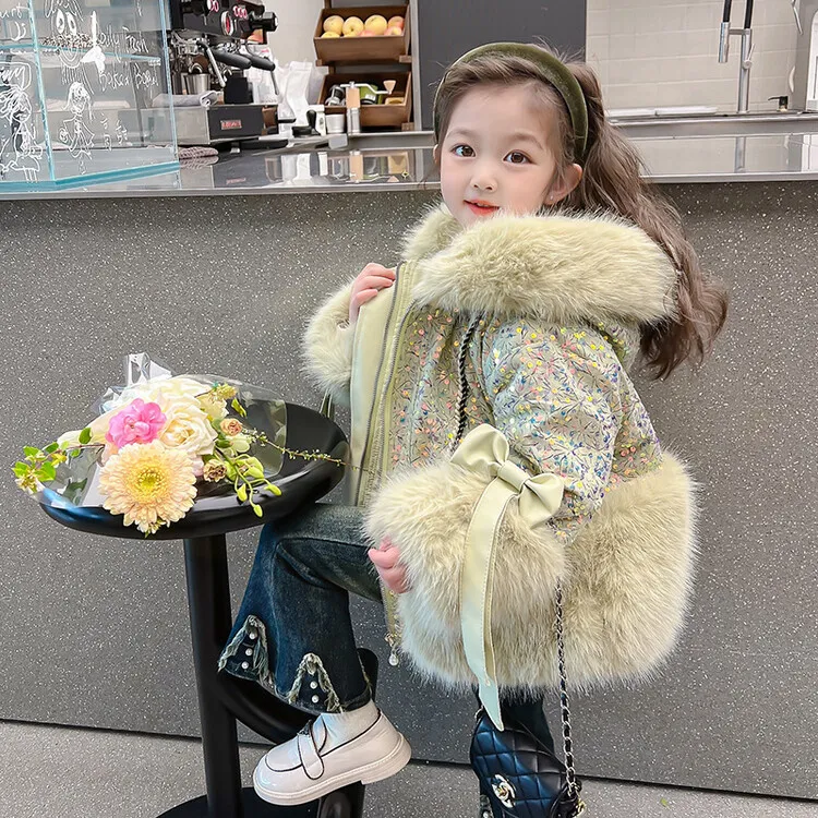 童装女童外套秋冬款2024新款宝宝冬季洋气皮衣儿童上衣小女孩皮草