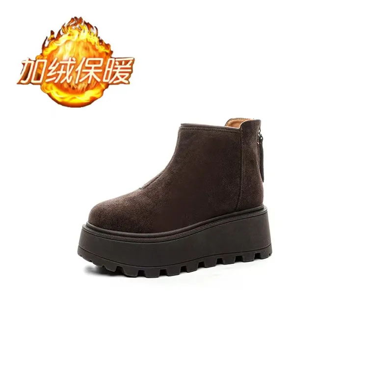 【小笙女鞋】冬季增高厚底雪地靴中筒薄绒厚绒单里三种选择舒适百搭
