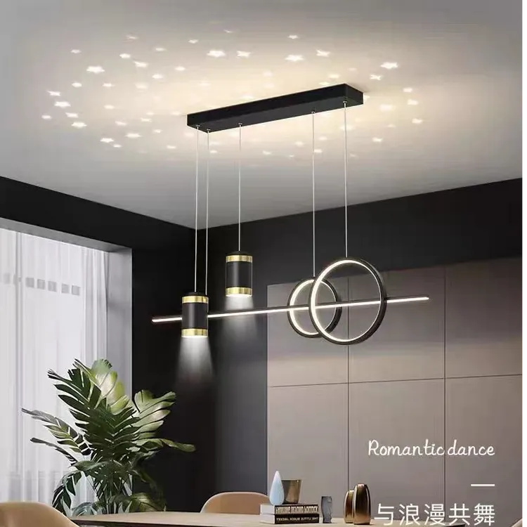 餐厅灯现代简约满天星吊灯长条2024新款流行吧台家用轻奢个性餐吊