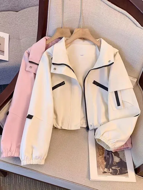 开学季2025春秋装新款上衣休闲冲锋衣防晒洋气韩版百搭时尚短外套