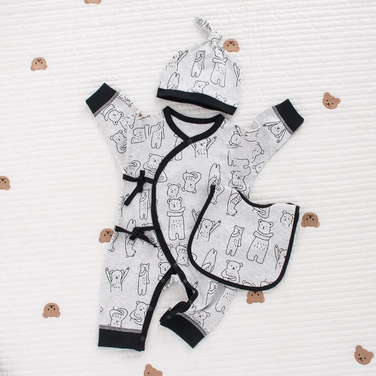 2025潮款新生婴幼儿冬装哈衣套装宝宝纯棉秋冬长袖连体外出衣服