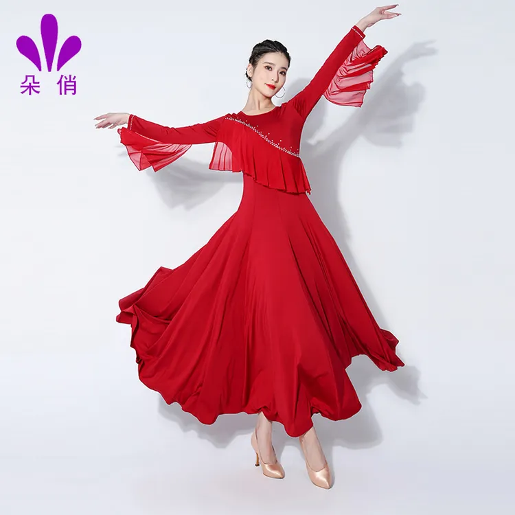朵俏摩登舞服新款连衣裙交谊舞专业舞蹈服国标舞华尔兹比赛演出服