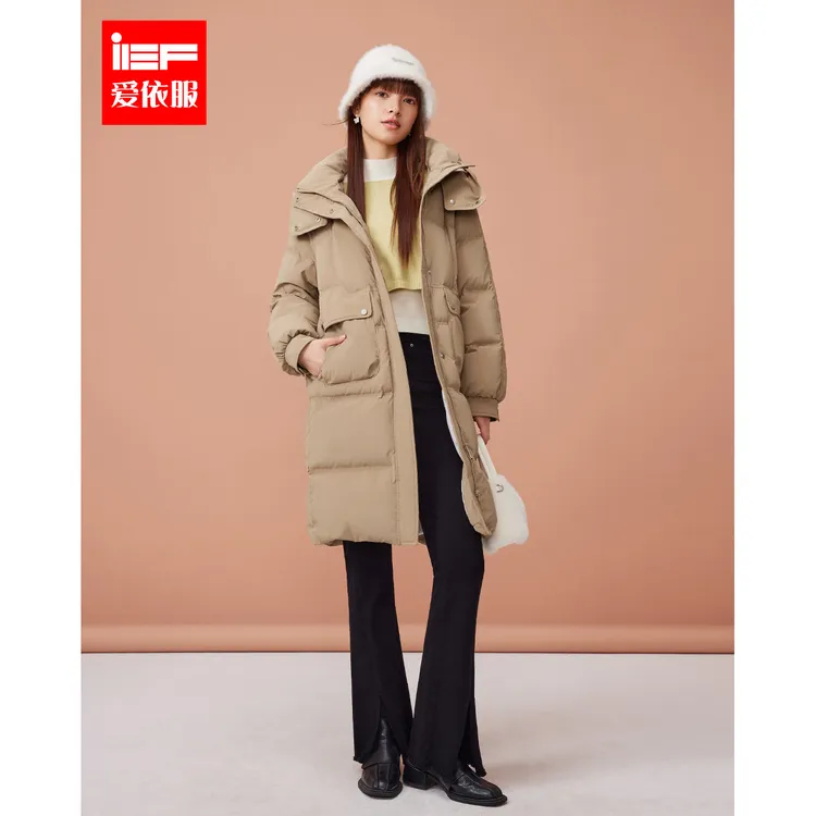 IEF/爱依服冬季新款洋气韩版休闲保暖百搭通勤风洋气羽绒中长外套