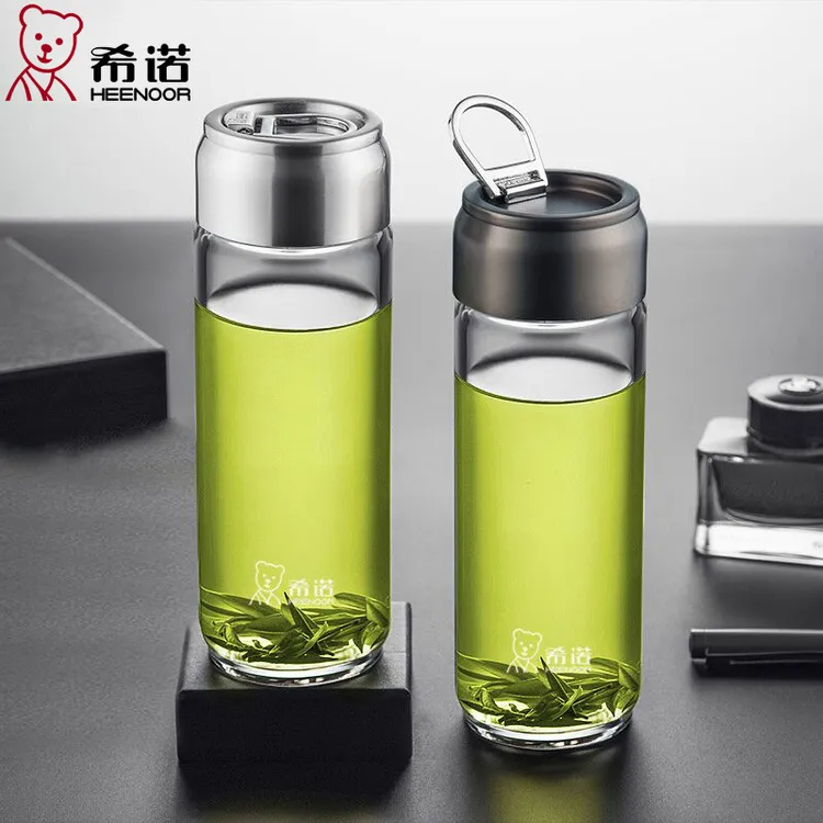 希诺玻璃杯官方旗舰店单层玻璃水杯男士带提手泡茶杯大容量杯子