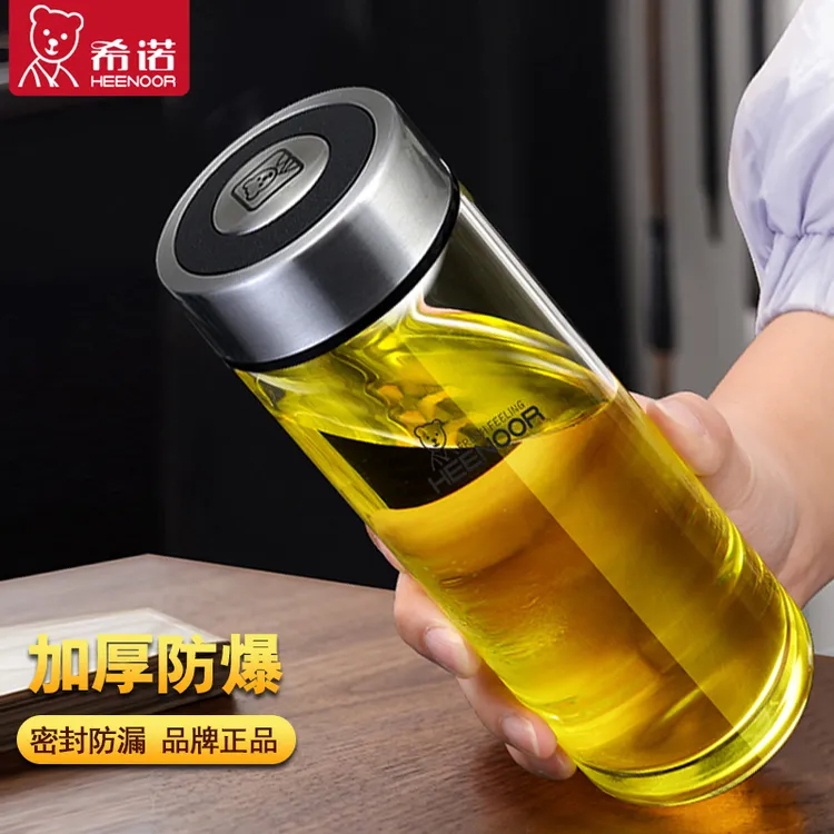 希诺玻璃杯官方旗舰店单层加厚水杯男士专用家用茶杯耐热办公杯子