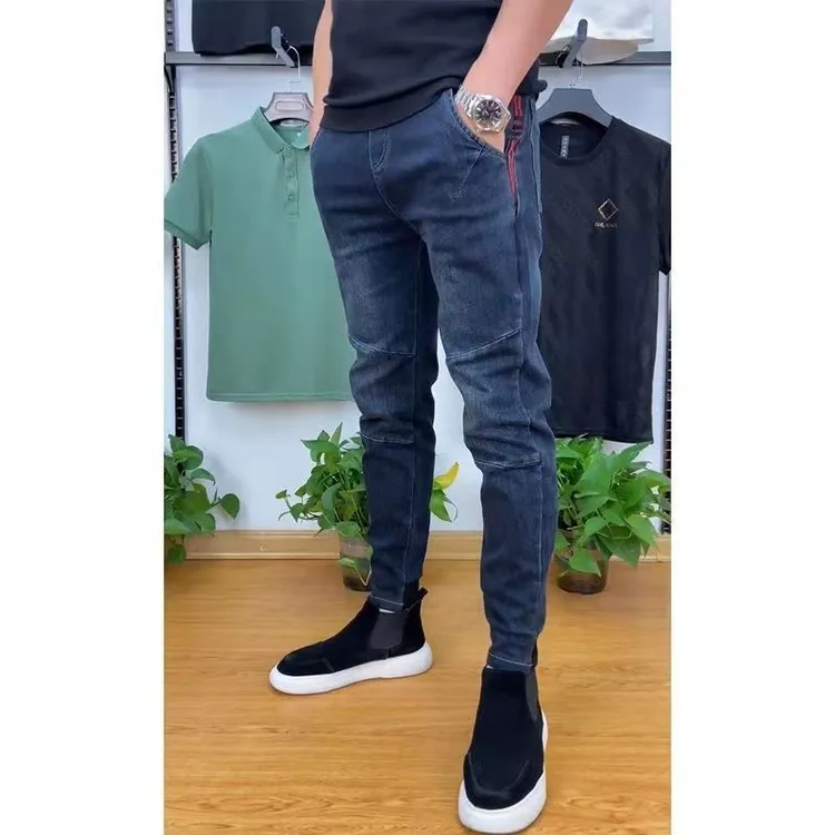 秋季男士束脚牛仔裤百搭休闲裤潮流修身牛仔裤小脚裤显高显瘦男裤