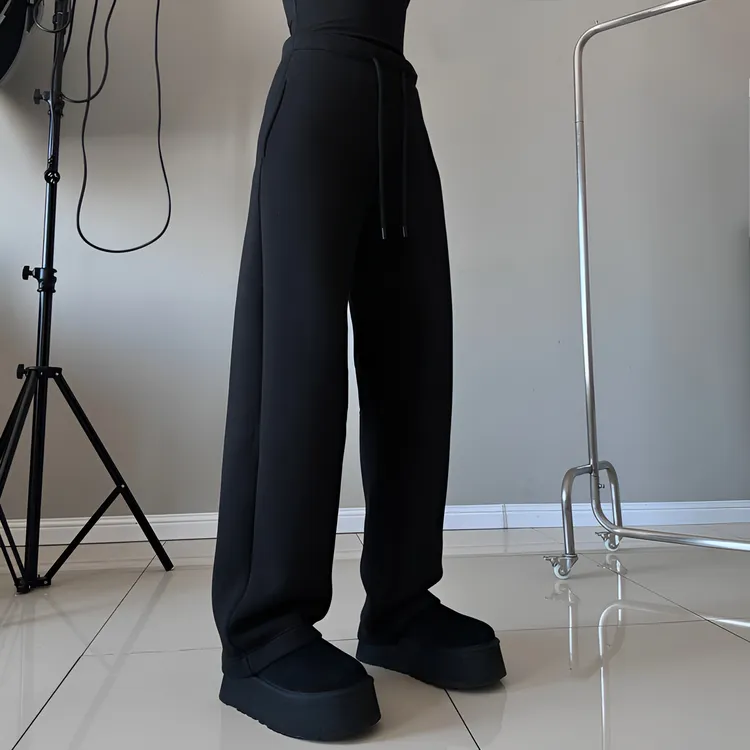 楠楠李超正版型显瘦香蕉裤运动裤百搭黑色休闲裤垂感010