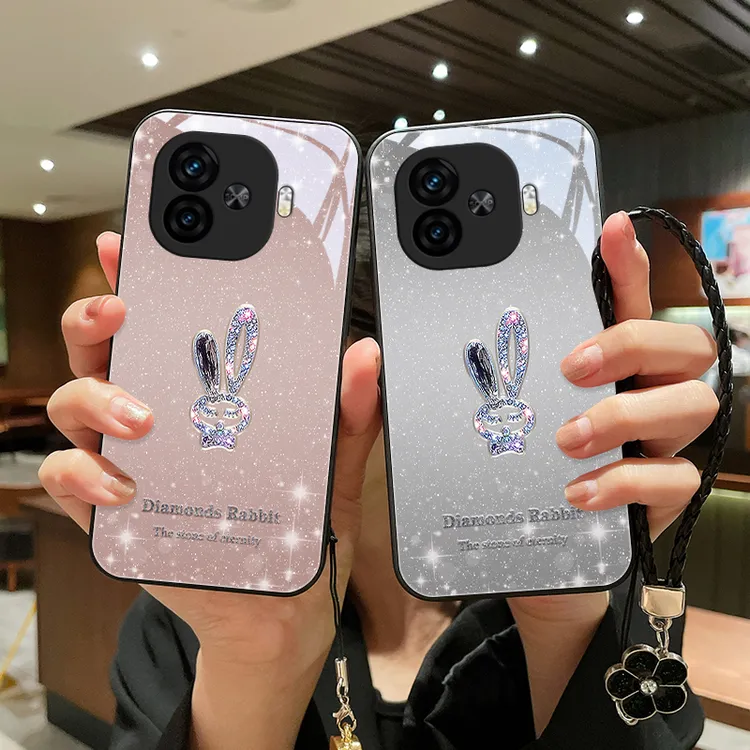 星闪小兔适用IQOOZ9Turbo手机壳高级玻璃IQOOZ9女挂绳软边防摔爆