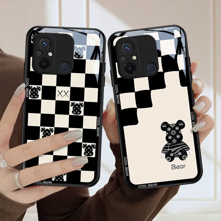 棋格潮熊适用小米红米12C手机壳redmi12c男女款全包12C镜头硅胶防