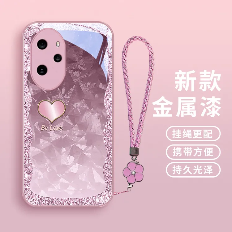 琉闪爱心适用华为荣耀100/100pro手机壳荣耀90/90pro/90GT女款挂