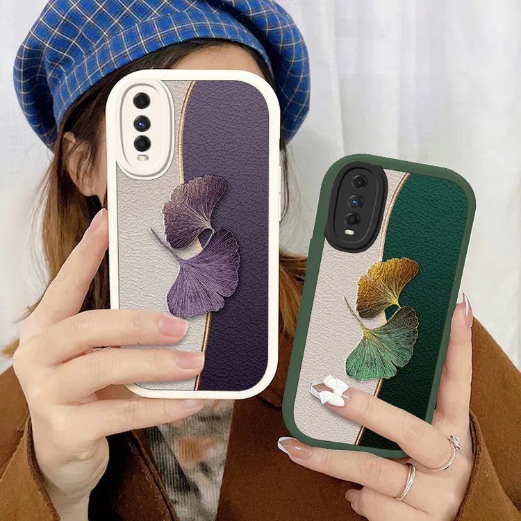 彩色银杏vivoy70s手机壳y70t镜头全包VIVOY51s小羊皮y5s女款男潮