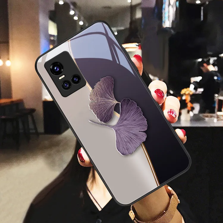 暗紫杏叶适用vivos10手机壳10pro玻璃s10e女款潮流创意vivos9硅胶