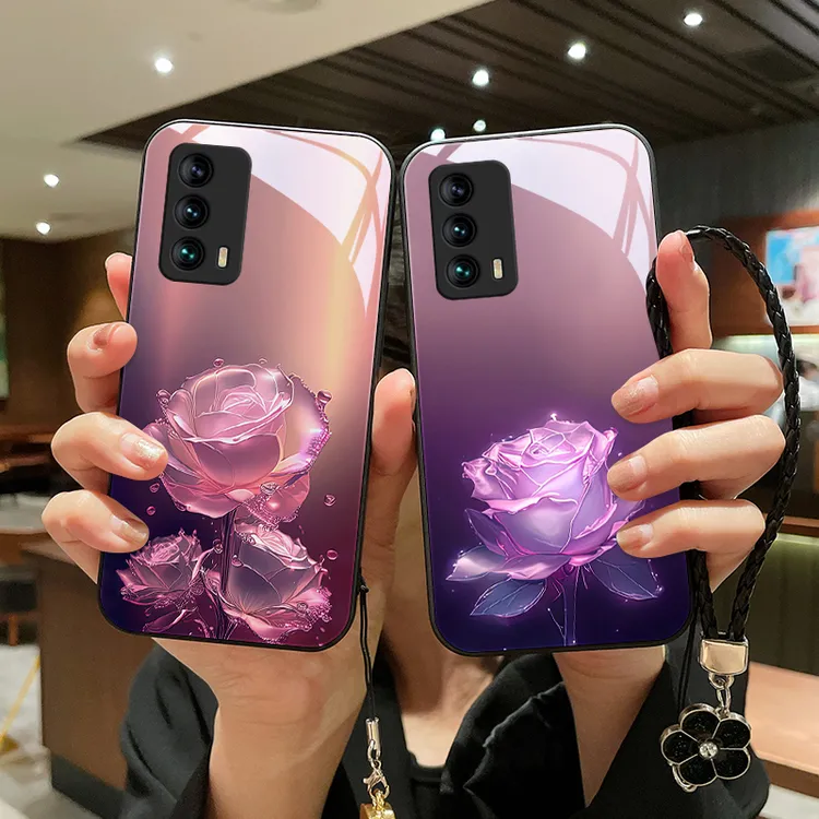 蔷薇玫瑰适用魅族18x手机壳18s超薄18spro新款女款挂绳meizu18x玻