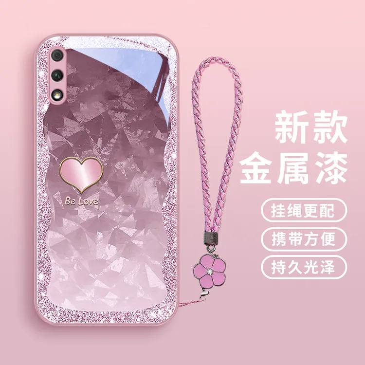 琉闪爱心适用华为荣耀9x手机壳9Xpro保护套畅享10plus玻璃壳女款