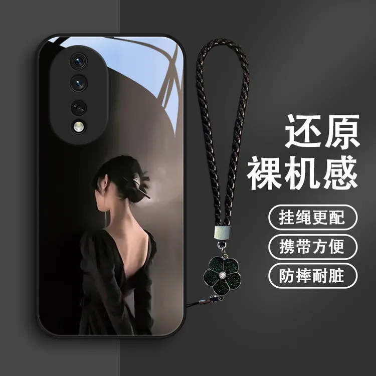 那个女孩适用华为荣耀80pro手机壳honor80玻璃荣耀80GT女款80se挂