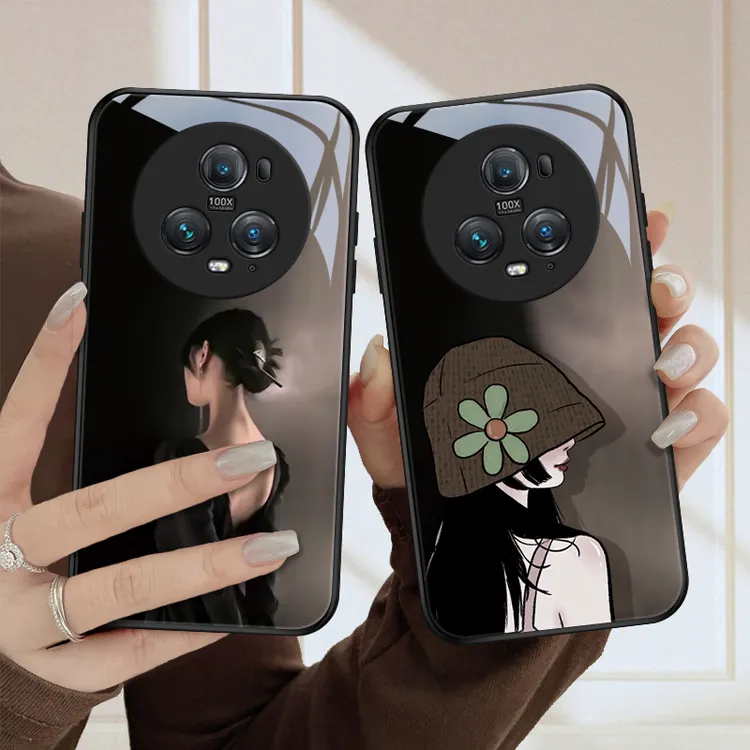 背影女孩适用华为荣耀Magic5手机壳magic5pro玻璃壳全包硅胶防摔