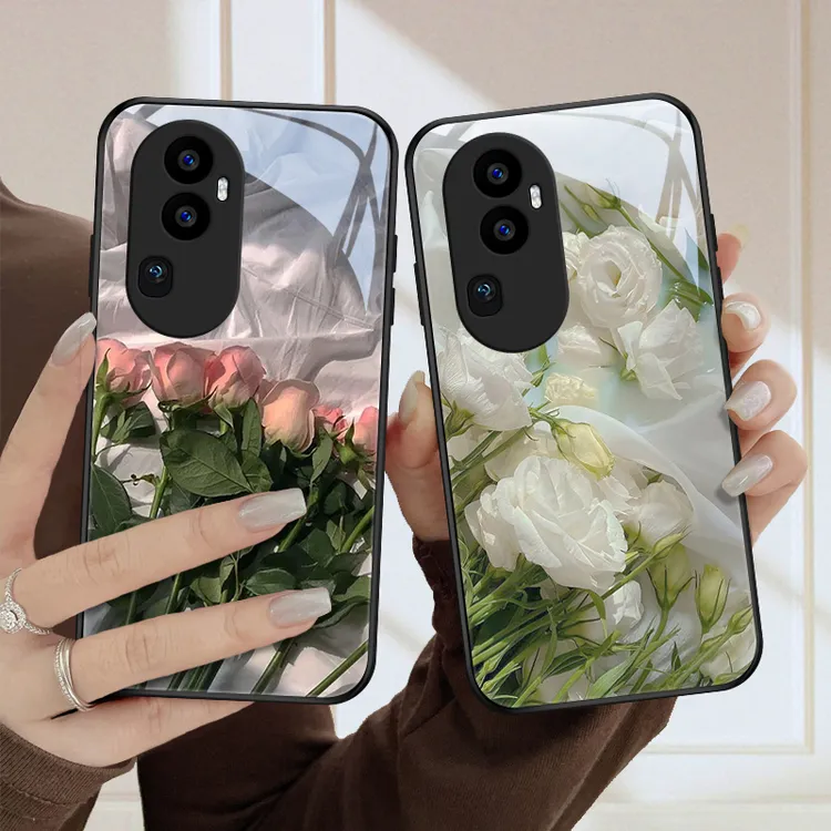恬静花适用opporeno10手机壳Reno10pro玻璃网红款爆款保护套高级