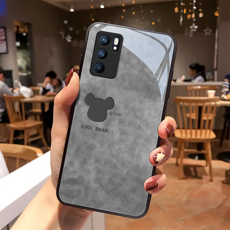 蓝灰熊opporeno6手机壳Reno6pro玻璃潮牌男生女款高级reno6pro+全