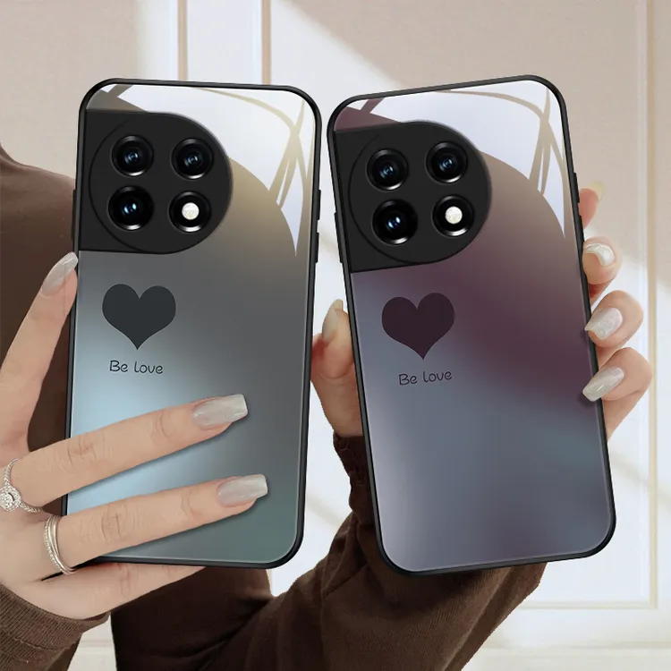 质感爱心适用一加ace2手机壳一加11玻璃男生保护套oneplus女款网