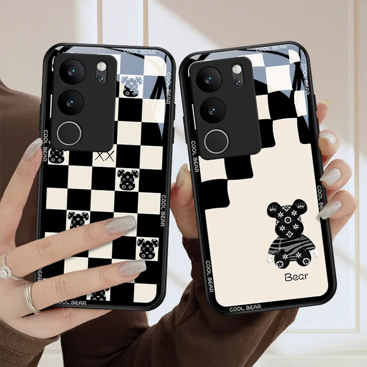 棋格潮熊适用vivoS17pro手机壳vivoS17男女款全包镜头防摔散热时