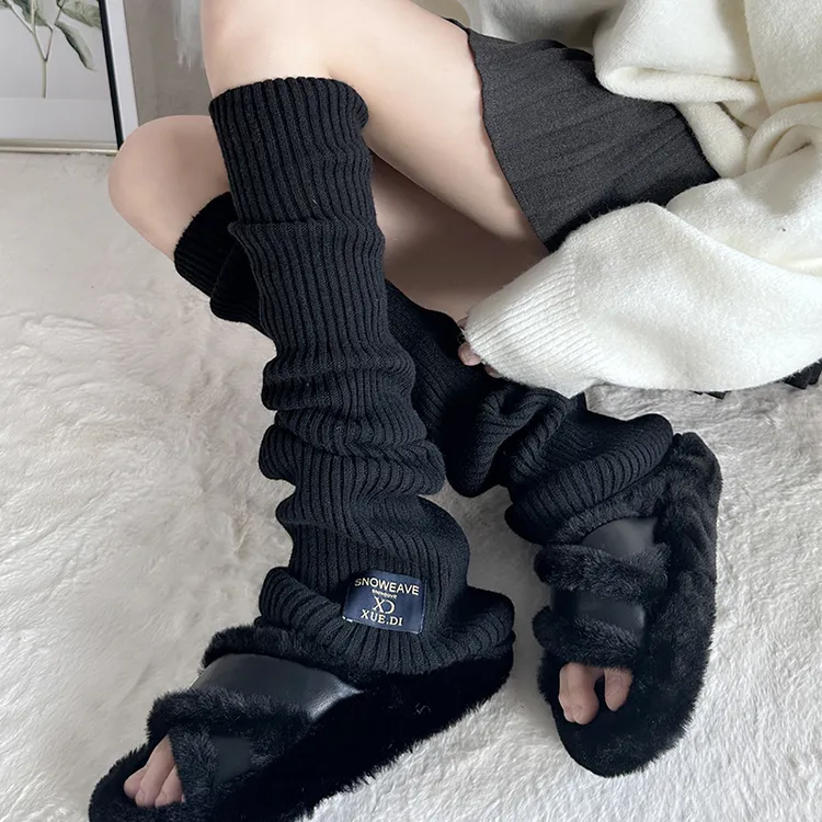 黑色腿套修饰腿型袜套秋冬喇叭型配瑜伽裤小腿miu系腿粗堆堆袜套