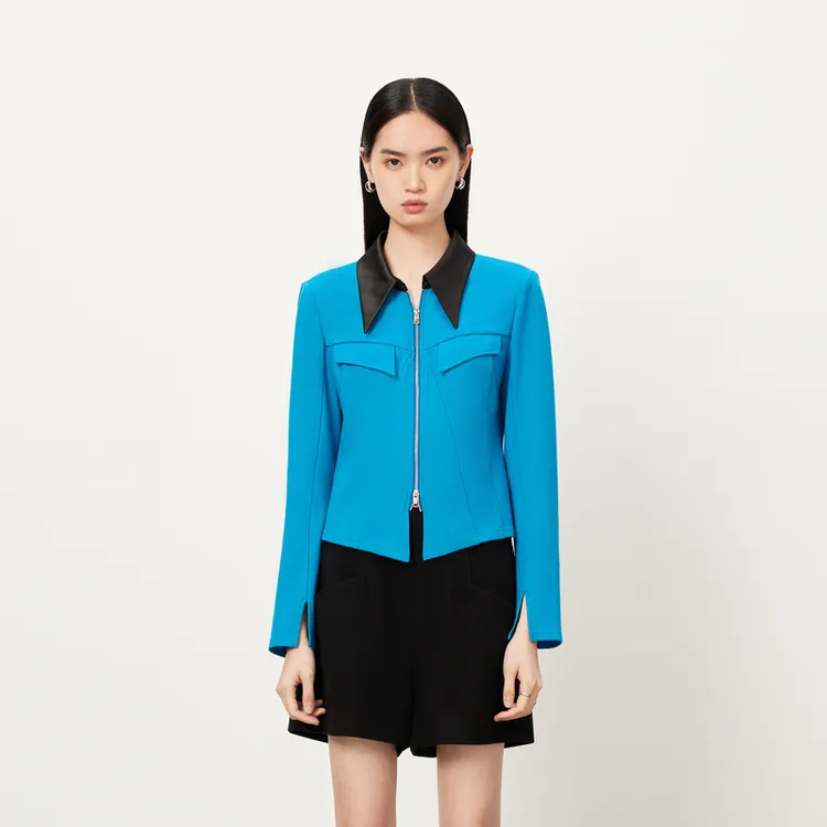 【商场同款】HPLY荷比俪冬季新款撞色缎面领衬衫HYD43630356