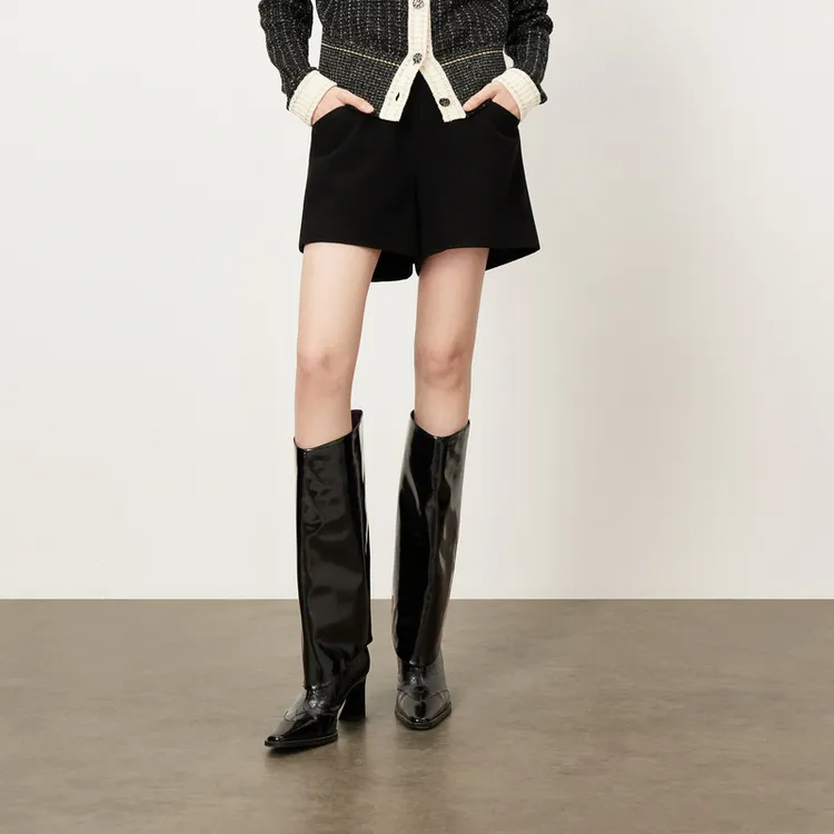 【商场同款】HPLY荷比俪冬季新款金属豆豆扣短裤HMD43400315