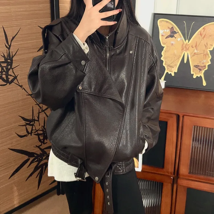 真皮泡皮绵羊皮外套