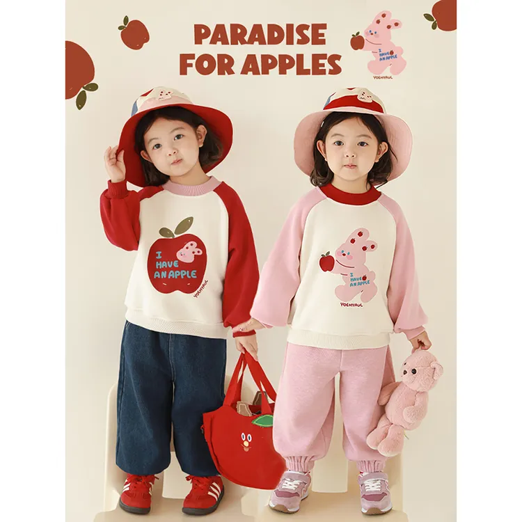 YOEHYAUL/幼悠幼悠【一颗苹果】冬二波女童保暖可爱套头卫衣潮D3933