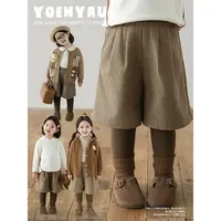 YOEHYAUL/幼悠幼悠秋三波春秋女童复古洋气百搭毛呢长短裤潮Q3450