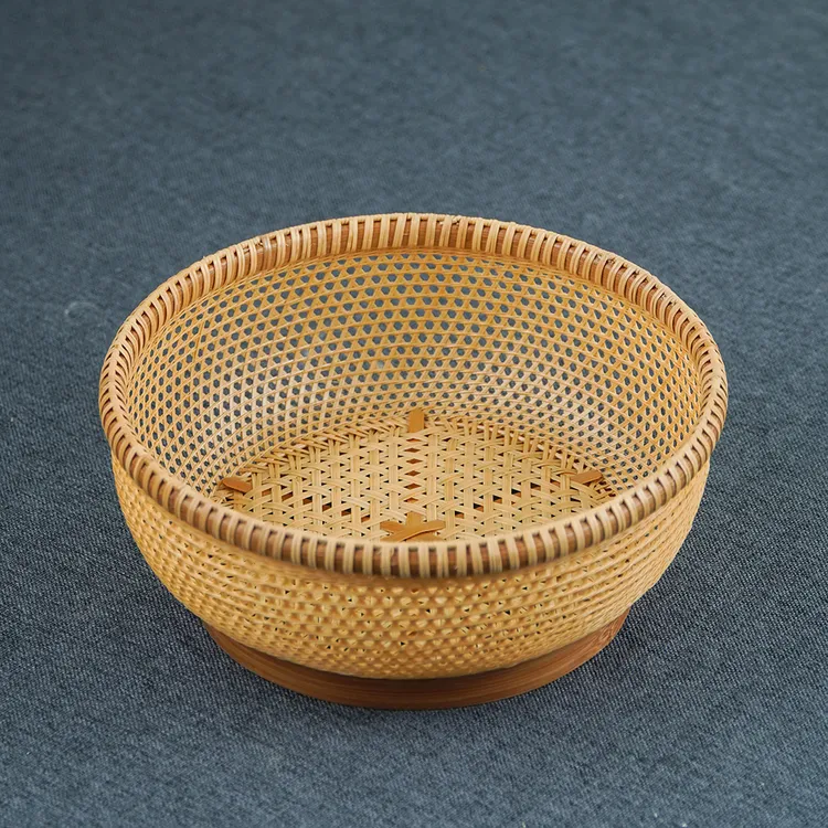 LZ031（邱峰专属）纯手工非遗竹编蔡红光双压家用精品圆形水果篮