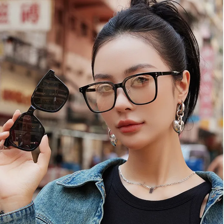 新款韩版磁吸光学架偏光太阳镜二合一套镜偏光TR90酷感潮流墨镜