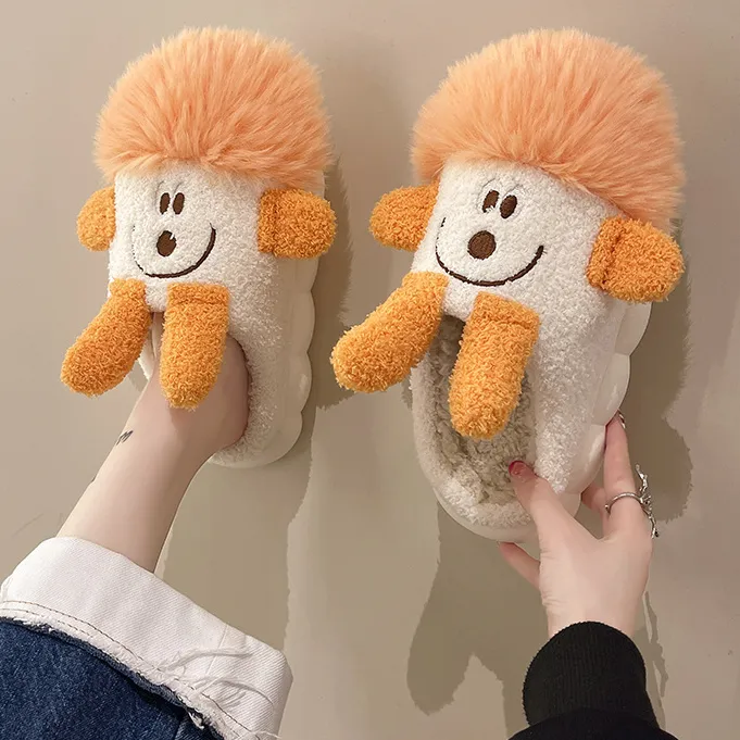 清仓搞怪可爱厚底毛毛鞋女冬可爱防滑新款室内居家棉拖鞋加绒棉鞋